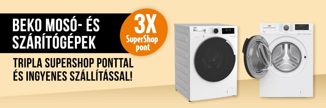 Vásárolj Beko mosó-szárítógépet és élvezd a vásárlás után járó TRIPLA SuperShop pontokat!