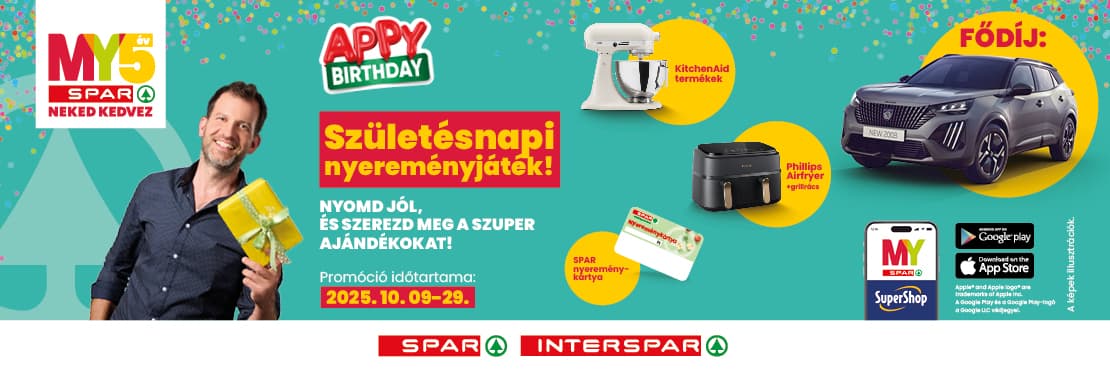 Appy Birthday! Nyomd jól az 5 éves MySPAR appot és szerezd meg a szuper nyereményeket!