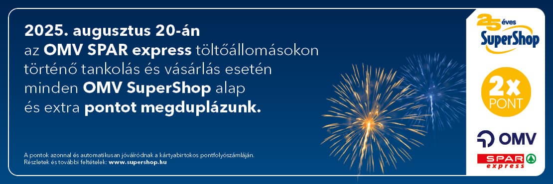 Dupla SuperShop pont augusztus 20-án az OMV SPAR express töltőállomásokon!